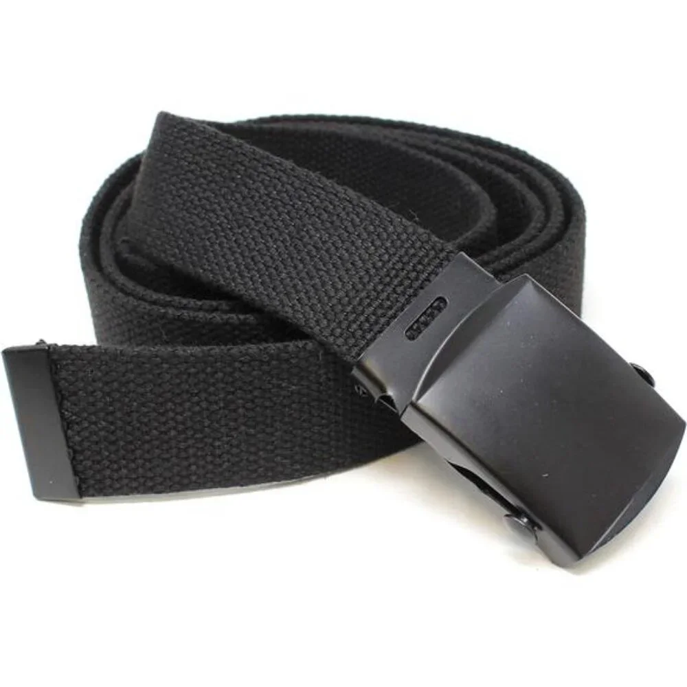 Canvas Web Belt Military Style with Black Buckle and Tip 56